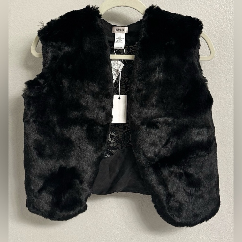 Badgley Mischka Fur and Lace Vest size L/XL